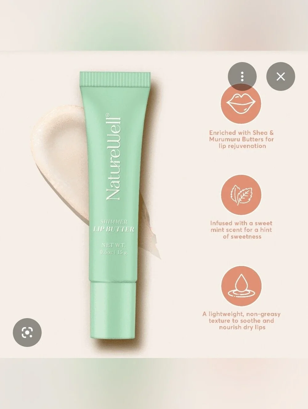 NatureWell Shimmer Lip Butter — Vanilla Mint 0.53oz BNIB